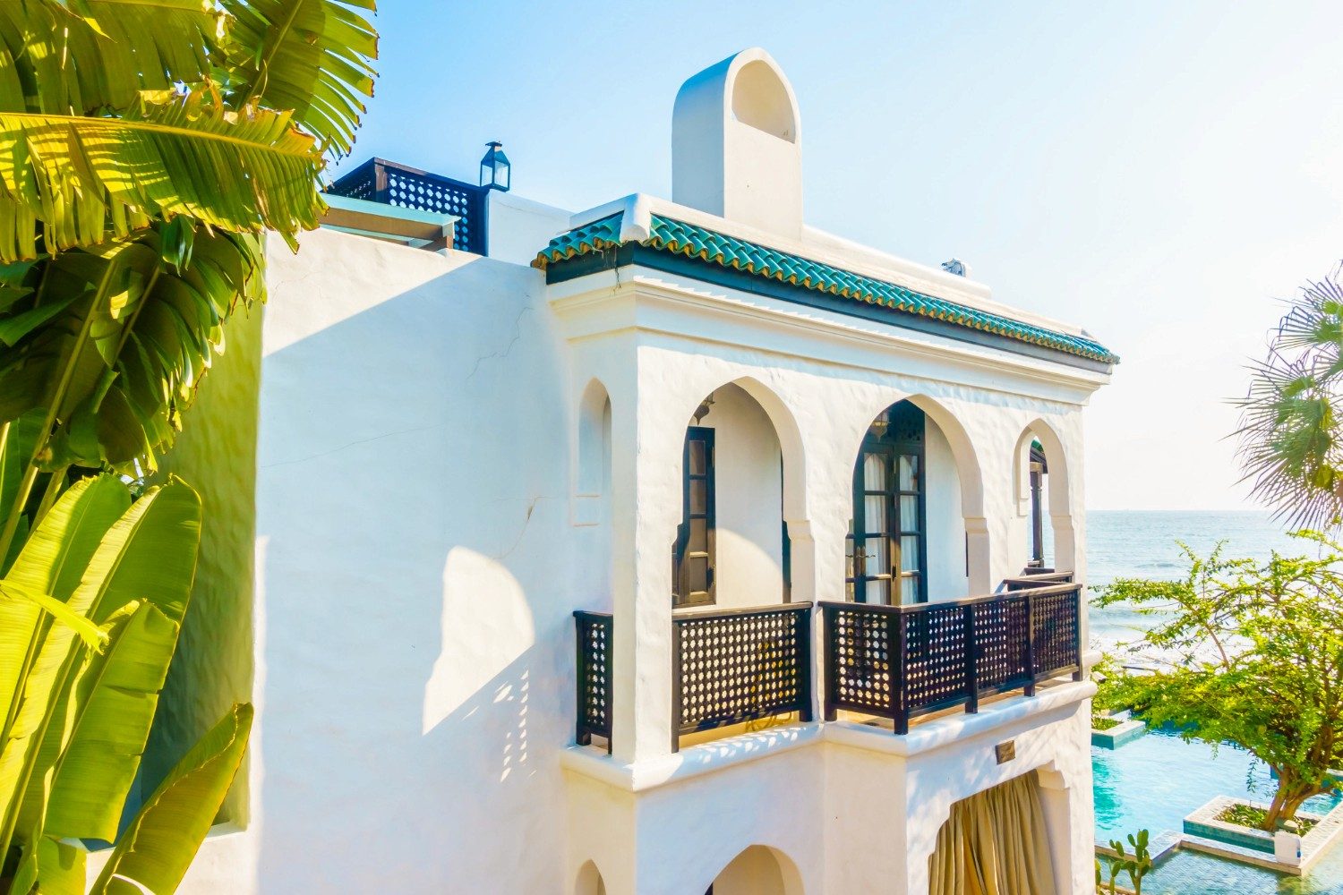 Bien d'exception au Maroc, vue aérienne au crépuscule