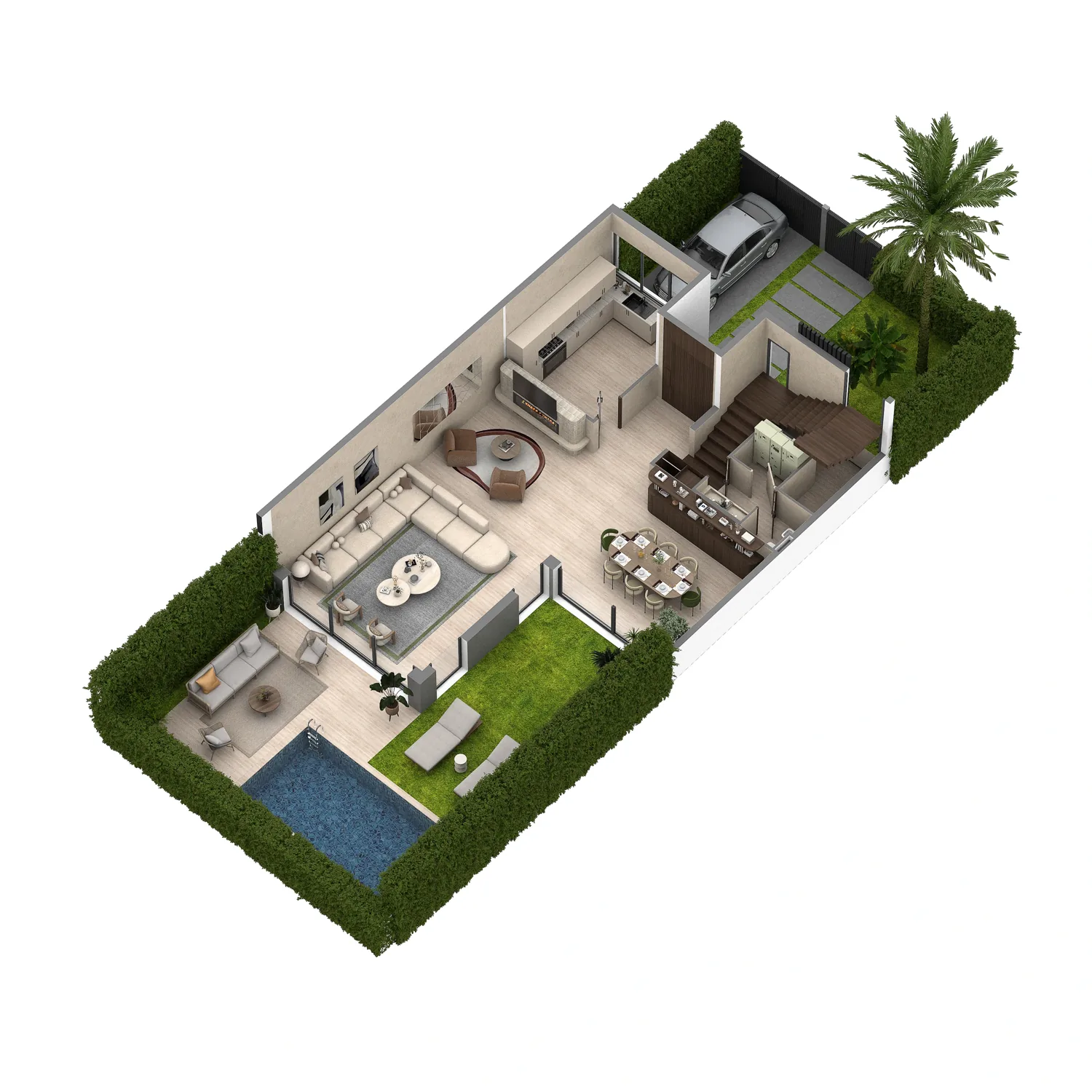 Villa en bande — Rez-de-chaussée